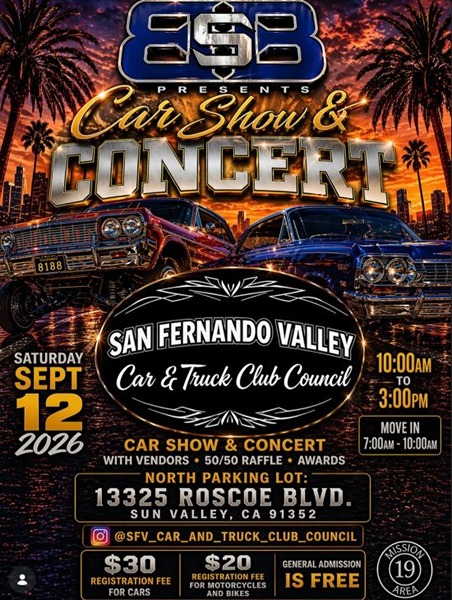 San Fernando Valley Car Show and Concert flyer September 2026